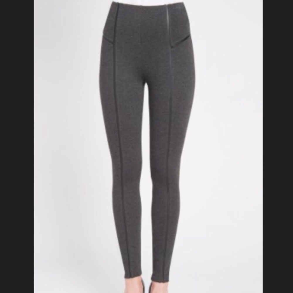 Gray Lysse leggings with leather racing stripe